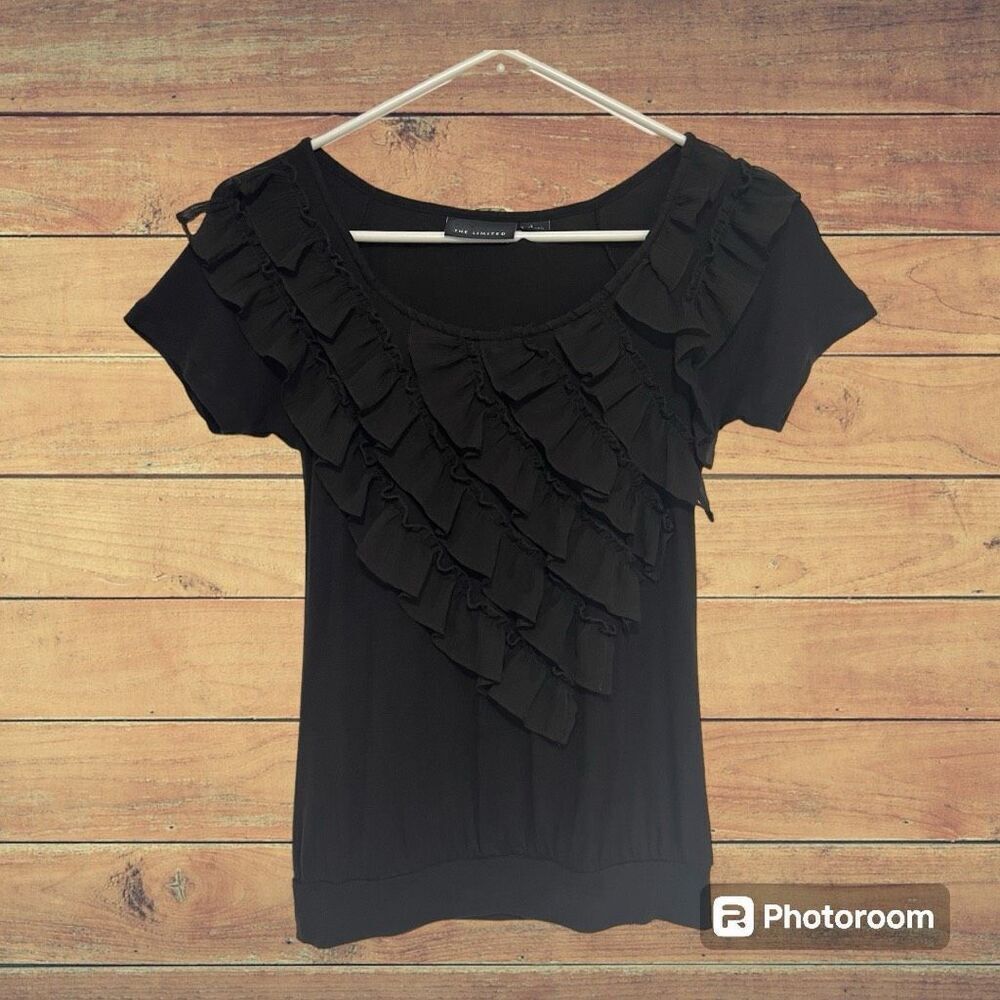 The Limited Black Ruffled Top   Sz XS   GUC
